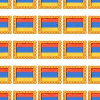 Pattern cookie with flag country Armenia in tasty biscuit vector