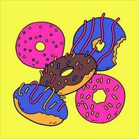 Set of vector bright tasty donuts.  Set of donuts for National donut day