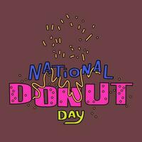 Doodle funny lettering for donut lovers. Bright donut letters. Lettering for National donut day vector