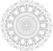 Vector drawing for coloring book. Geometric floral pattern. Contour drawing on a white background. Mandala