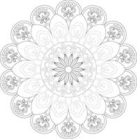 Vector drawing for coloring book. Geometric floral pattern. Contour drawing on a white background. Mandala