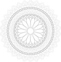 Vector drawing for coloring book. Geometric floral pattern. Contour drawing on a white background. Mandala