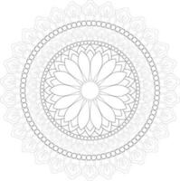 Vector drawing for coloring book. Geometric floral pattern. Contour drawing on a white background. Mandala