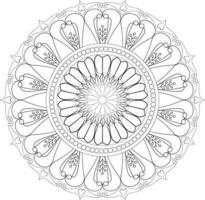 Vector drawing for coloring book. Geometric floral pattern. Contour drawing on a white background. Mandala