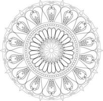 Vector drawing for coloring book. Geometric floral pattern. Contour drawing on a white background. Mandala