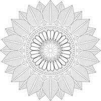 Vector drawing for coloring book. Geometric floral pattern. Contour drawing on a white background. Mandala