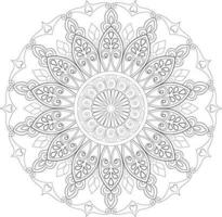 Vector drawing for coloring book. Geometric floral pattern. Contour drawing on a white background. Mandala