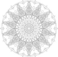 Vector drawing for coloring book. Geometric floral pattern. Contour drawing on a white background. Mandala