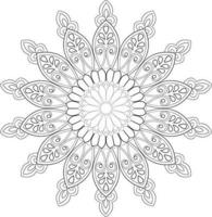 Vector drawing for coloring book. Geometric floral pattern. Contour drawing on a white background. Mandala