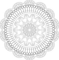 Vector drawing for coloring book. Geometric floral pattern. Contour drawing on a white background. Mandala