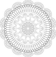 Vector drawing for coloring book. Geometric floral pattern. Contour drawing on a white background. Mandala