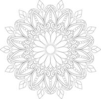 Vector drawing for coloring book. Geometric floral pattern. Contour drawing on a white background. Mandala