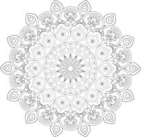 Vector drawing for coloring book. Geometric floral pattern. Contour drawing on a white background. Mandala