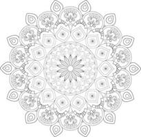 Vector drawing for coloring book. Geometric floral pattern. Contour drawing on a white background. Mandala