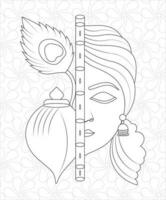 Krishna coloring page vector