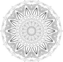 Vector drawing for coloring book. Geometric floral pattern. Contour drawing on a white background. Mandala