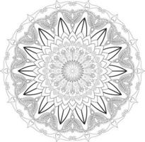 Vector drawing for coloring book. Geometric floral pattern. Contour drawing on a white background. Mandala