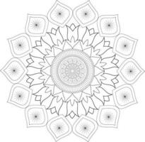 Vector drawing for coloring book. Geometric floral pattern. Contour drawing on a white background. Mandala