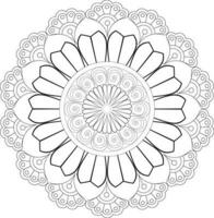 Vector drawing for coloring book. Geometric floral pattern. Contour drawing on a white background. Mandala