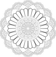 Vector drawing for coloring book. Geometric floral pattern. Contour drawing on a white background. Mandala