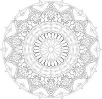 Vector drawing for coloring book. Geometric floral pattern. Contour drawing on a white background. Mandala