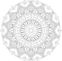 Vector drawing for coloring book. Geometric floral pattern. Contour drawing on a white background. Mandala