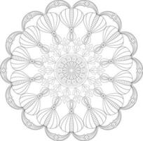 Vector drawing for coloring book. Geometric floral pattern. Contour drawing on a white background. Mandala