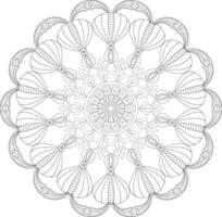 Vector drawing for coloring book. Geometric floral pattern. Contour drawing on a white background. Mandala