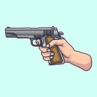 Free vector hand 5 holding gun cute design hand drawing style