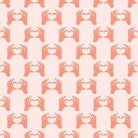 Hands making or formatting a heart symbol seamless pattern illustration. vector