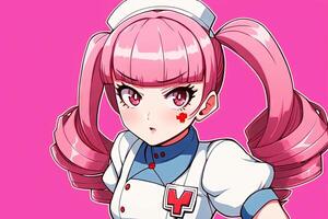 Pretty anime nurse looking at you illustration generative ai photo