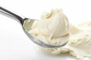 Scoop of cream ice cream isolated on white background illustration photo