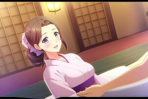 Pretty anime masseuse in massage parlor illustration photo