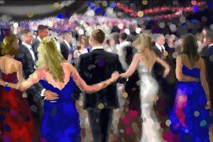 Prom party grand ball in America abstract illustration photo