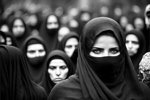 Iran muslim girl eyes detail in burqa protest concept illustration photo