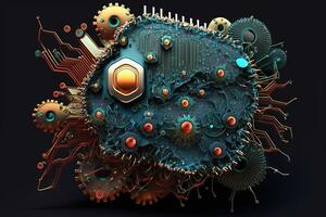 Abstract Concept of Hacker Attack, Virus Infected Software, Dark Web and Cyber Security illustration photo