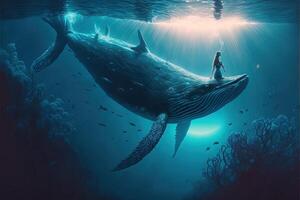 Queen of the whales underwater realm illustration photo