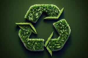 verde césped reciclaje logo ilustración generativo ai foto