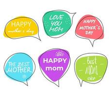 speech bubbles for mother day. word combination in the form of banners, price tags, stickers, posters, icons. vector