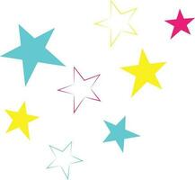 Vector set of colourful stars in cartoon style for holidays design