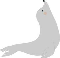 Vector illustration of grey fur seal character in cartoon style