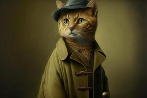 gato detective ilustración generativo ai foto