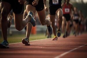 Athletes running at track and fields illustration photo