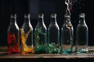 vaso botella explotando ilustración generativo ai foto