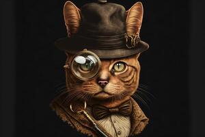 cat detective Illustration photo