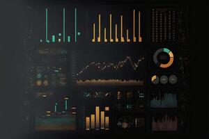 resumen negocio gráfico con tendencia línea grafico y valores números ilustración generativo ai foto