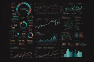 Abstract Business chart with trend line graph and stock numbers illustration photo