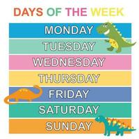 Days of the week poster for children. Learning about days. Vector illustration file.