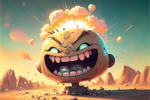 smiling atomic bomb illustration photo