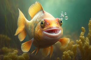 Smiling fish for Fools day 1 april illustration illustration photo